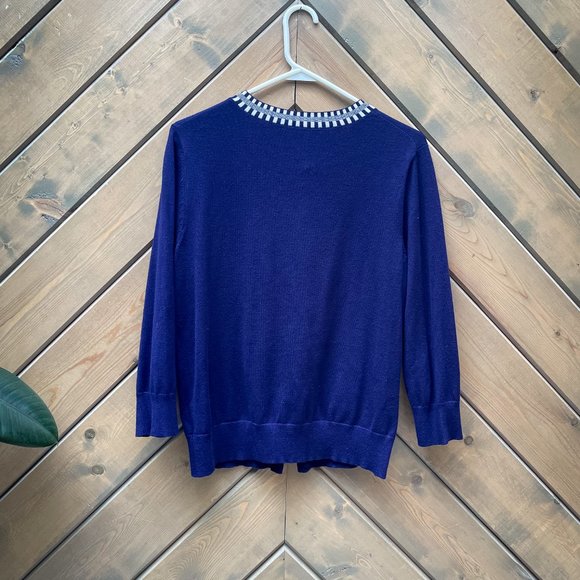 Beautiful royal blue/white sweater - Picture 3 of 3